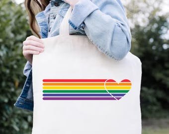 Rainbow Heart Tote Bag, Love is Love Tote, LGBT Tote Bag, Gay Pride Gifts, Lesbian Pride Gifts, Rainbow Tote Bag, LGBTQ Tote Bag,Pride Month