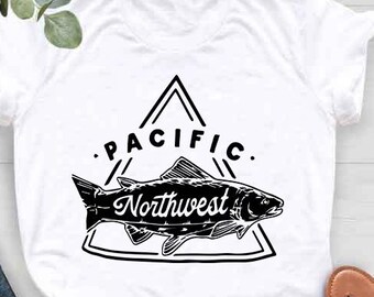 Pacific Salmon Northwest Shirt, Camping Gift, PNW Shirt Women and Men, Nature Lover Shirt, Hiking Shirt, Pacific Northwest Shirt Gift