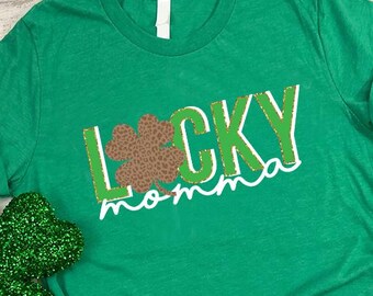 One Lucky Mama Shirt, St Patricks Mom Shirt, Gift for Irish Mom, Women St Paddys Gift, Cute St Pattys T-Shirt, Four Clover Shamrock Tees