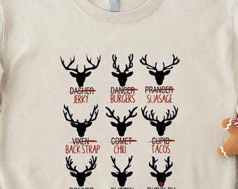 Christmas Reindeer Sweatshirt, Reindeer Crew Sweatshirt,Christmas 2026 Gifts,Reindeer Names Sweatshirt,Reindeer Christmas Sweater,Xmas Gifts