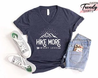 Hike More Worry Less Shirt, Hiking Shirt, Hiking Gifts for Women, Mountain Shirt, Adventure Shirt, Hike Shirt, Camping Shirt Gifts Women