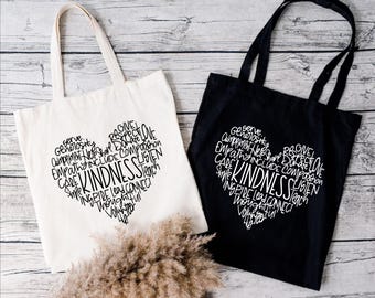 Kindness Tote Bag, Womens Tote Bag, Inspirational Tote Bag, Spread Kindness, Teacher Tote Bag, Be Kind Tote Bag, Reusable Tote Bag Gift