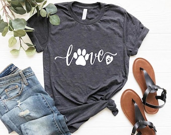 Dog Lover Shirt For Women, Dog Paw Gift, Dog Shirt, Dog Mom Shirt Gift, Paw Heart T-shirt, Animal Lover Shirt for Women, Paw Print Shirt