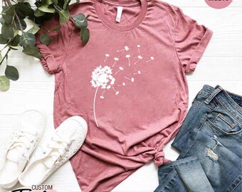 Dandelion Shirt, Inspirational Shirt, Windflower Tee, Meditation Gift, Yoga Shirt, Boho Windflower Shirt, Dandelion Shirt for Her, Bday Tees