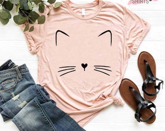 Kitty Cat Face Shirt, Cat Lover Shirt, Whiskers Face Shirt, Kitty Kitten Shirt, Womens Cat Shirt, Animal Lover Shirt,Kitten T-Shirt,Meow Tee