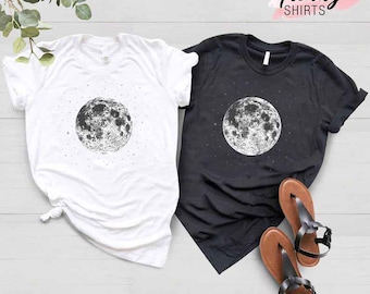 Full Moon Shirt, Celestial Full Moon T-Shirt, Moon Tee, Gift for Best Friend, Graphic Moon Shirt, Boho Shirt, Best Birthday Gift, Full Moon