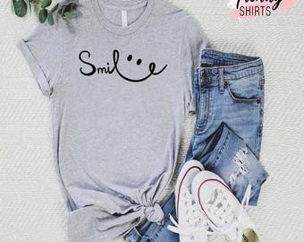 Positive Shirt, Be Happy T-Shirt, Smile T Shirt, Smile Face Tee, Motivational Shirt, Positivity Gift, Inspirational Shirts