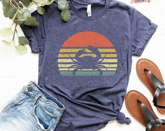 Vintage Crab Shirt, Crab Lover Gift, Crab Hunting Shirt, Sea Life Shirt, Beach Trip Shirt, Summer Tee, Ocean Lover Shirt, Animal Lover Shirt