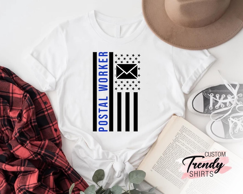 USA Flag Postal Worker Shirt, Mailman Gift, Mail Lady Shirt, Mail Lady Gift, Post Office Shirts, American Postal Worker, Post Office Worker bild 5