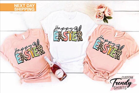 Cute Easter Shirt, Cool Easter Tees, Happy Easter, Easter Bunny Shirt, Bunny Ears Shirt, Women Easter T-Shirt, Leopard Easter Tee, Bunny Tee