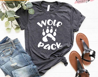 Wolf Shirt, Family Shirt Set, Women Wolf Pack Tee, Matching Family Outfit, Cute Girls T-Shirt, Wolf Pack Shirt, Wolf T-Shirt, She Wolf Shirt