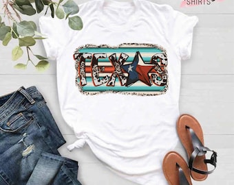 Texas Western Shirt, Women Texas Shirt, Texas Gifts for Women, Texans Shirt for Women, Leopard Print Shirt, American Flag Shirt, USA Shirt