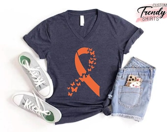 Orange Ribbon Shirt, Kidney Cancer Awareness Shirt, Kidney Cancer Warrior Shirt, Cancer Fighter Gift, Cancer Patient Gifts, Motivational Tee