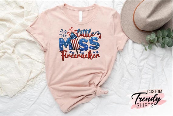 American Girl Shirt,Patriotic Girl Kids Tee,Little Miss Firecracker Shirt,4th of July Kids Shirt,Toddler Youth Fireworks Shirt,USA Girl Gift
