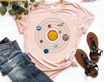 Solar System Shirt, Astronomy Gift for Women and Men, Planets Shirt, Science Lover Shirt, Gift for Science Lover, Scientist Shirt,Galaxy Tee