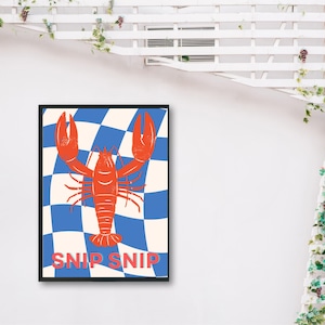 Red Lobster Kitchen Wall Art Printable | Retro Seafood Decor | Lobster Poster Digital Download | Vintage Coastal Home Decor | Nautical Wall