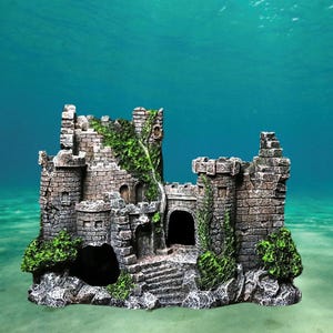 Fish tank resin castle decoration fish tank decor, aquarium rocks, aquarium decor, aquarium, aquarium cave, terrarium kit, terrarium decor