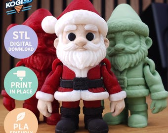 Christmas Flexi Santa STL and 3MF File: Articulated Flexi Toy