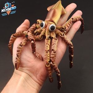 Articulated Flexi Squid Model: 3D Print-in-Place Toy (Digital Download)