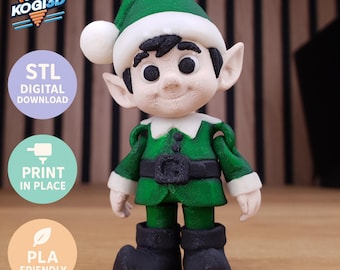 Jul Flexi Elf STL och 3MF-fil: Ledad Flexi-leksak