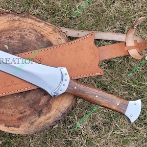 Handmade Greek Xiphos Sword:24&quot; Overall,full tang ,Spring steel blade with Genuine Leather Scabbard