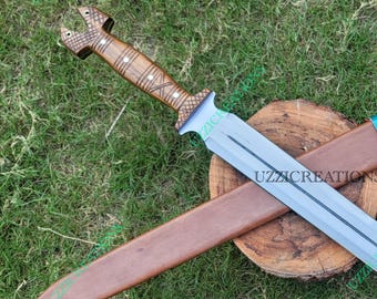 Handmade Roman Spatha Sword: Functional Carbon Steel Blade, Rosewood Handle