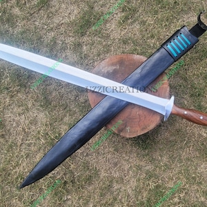 Functional & sharped,31&quot; Greek Xiphos Sword,Hand forged full tang ,Spring steel blade with Genuine Leather Scabbard