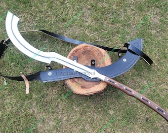 Handmade Khopesh Sword, Spring Steel Blade, Rosewood Handle with Leather Scabbard