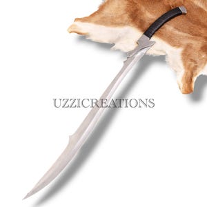 Hand Forged Medieval Sword: 36&quot; Spring Steel Full Tang with Leather Scabbard