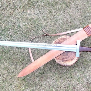 Handmade Viking Sword 36&quot; Overall:Spring steel blade with Genuine Leather Scabbard