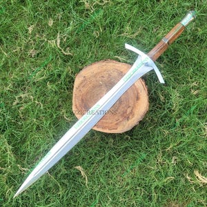 Hand Forged Viking Sword: Medieval Spring Steel Blade, Leather Scabbard