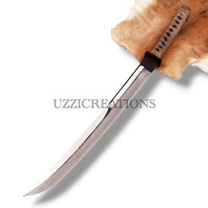 30&quot; Samurai Katana Sword,Handmade Forged from Spring steel blade with Genuine Leather Scabbard