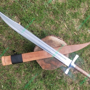 GROSSE MESSER,Falchions Sword 32" Overall,Hand forged full tang ,Spring steel blade with Genuine Leather Scabbard