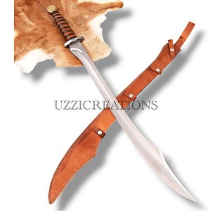 Medieval Scimitar Sword 36&quot; Overall,Hand forged full tang ,Spring steel blade with Genuine Leather Scabbard