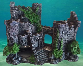 Aquarium resin castle decoration fish tank decor, aquarium rocks, aquarium decor, aquarium, aquarium cave, terrarium kit, terrarium european