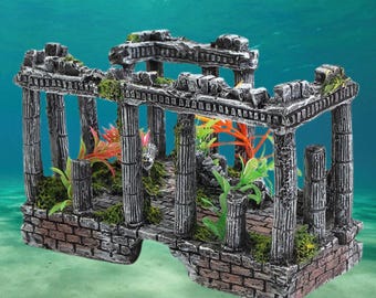 Fish Tank Temple Pillars Creative Landscaping Decoration, fish tank decor, aquarium rocks, plant stand, aquarium decor, aquarium