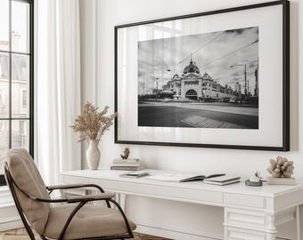 Stazione di Flinders Street, Melbourne / Stampa in bianco e nero / Stampa artistica originale, Arte murale australiana, Fotografia di viaggio
