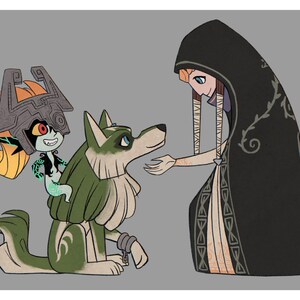 ZELDA - Impression de carte postale Wolfwalkers Twilight Princess (4,25 po. x 5,5 po.)