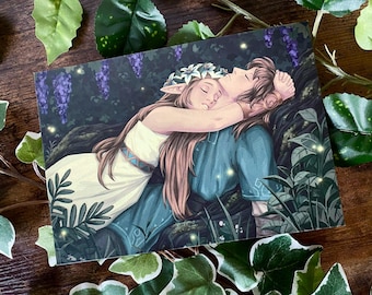ZELDA - BOTW Link & Zelda Pearlescent Paper Print ( 8.25in x 5.8in )