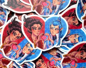 NEZHA - Nezha & Ao Bing Matte Vinyl Heart Sticker