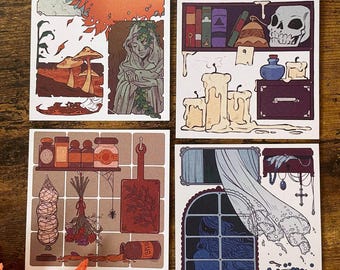 AUTUMN VIGNETTES - Postcard Set (4in x 4in)