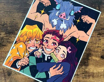 DEMON SLA*ER - Main Crew Print (8.5in x 11in)