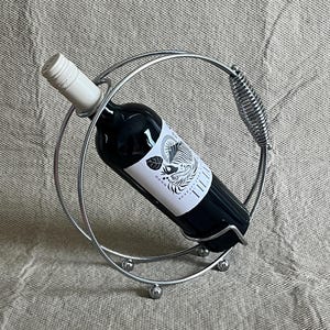 1960s Mid Century Modern Chrome Sculptural Wine Bottle Holder Stand Bar Decor image 1