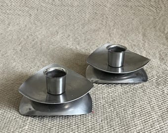 Single Modernist Metal Candlestick Holder Sculptural Design Minimalist Taper Candle Stand