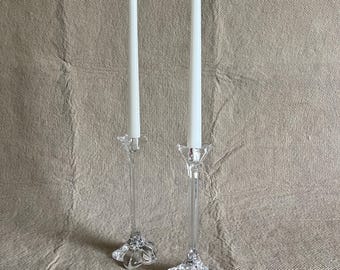 Vintage Mikasa Petal Crystal Taper Candle Holders, Set of 2