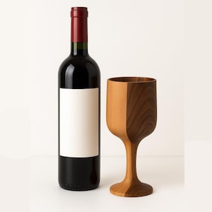 Set of 2 Wooden Wine Goblet, Antique Wine Glass