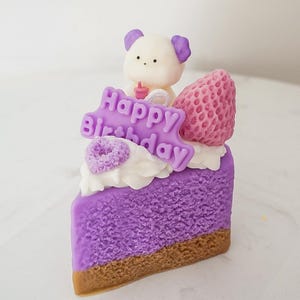 Purple Bear Birthday Cake Candle