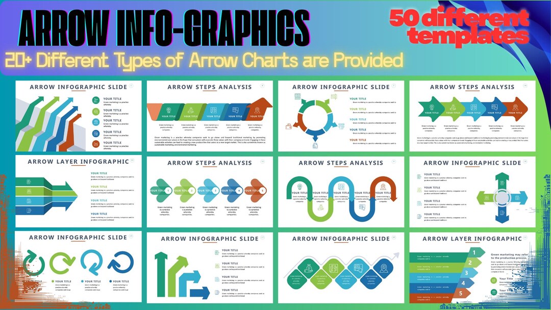 Arrow Infographics Bundle – 50 Editable Arrow Chart Templates for ...