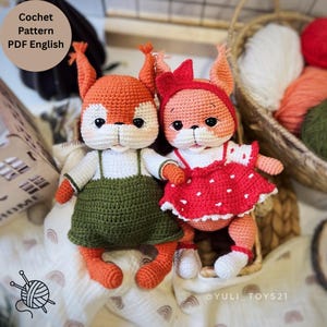 Haakpatroon voor een eekhoorn, amigurumi eekhoorns, knuffeldier, direct te downloaden (PDF Engels)