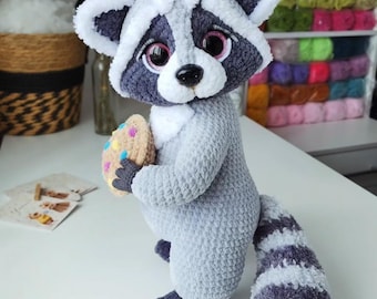 Raccoon Crochet Pattern, Amigurumi Plush Toy (PDF Pattern in English)